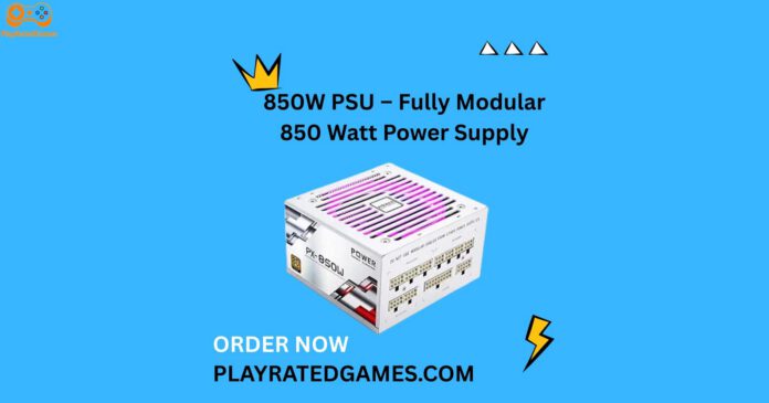 POINWER 850W Modular PSU – White Edition with RGB Fan and 80 Plus Gold Efficiency POINWER 850W white fully modular power supply with RGB fan and white flat cables