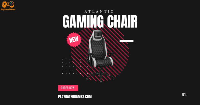 Atlantic ergonomic white gaming chair with high back, reclining feature, and adjustable armrests