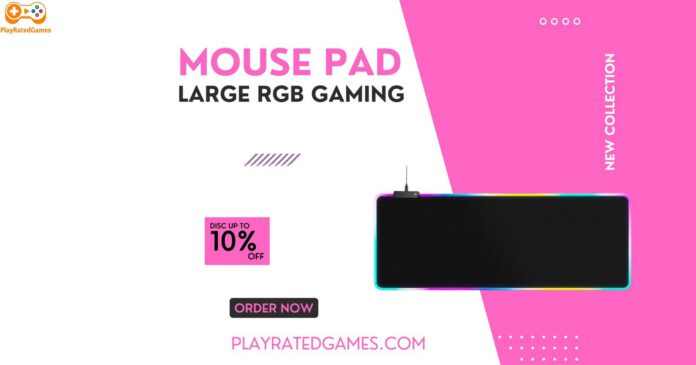 Black RGB Gaming Mouse Pad with 15 Light Modes and Wireless Charging, extended size for keyboard and mouse