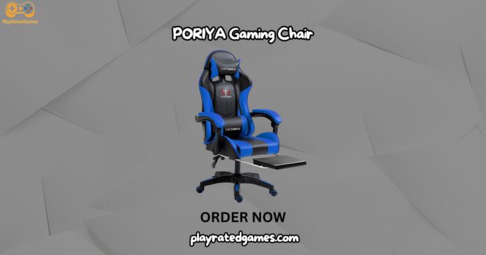 Purple ergonomic massage gaming chair with footrest and headrest, suitable for office and gaming use.