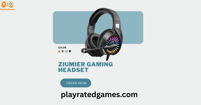 ZIUMIER Z20 green gaming headset with over-ear design, RGB LED lighting, and noise-canceling microphone