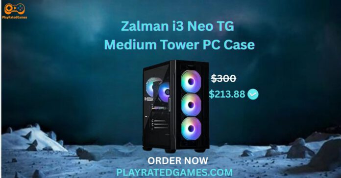 Zalman i3 NEO ATX Mid Tower Gaming PC Case with RGB fans and tempered glass panel
