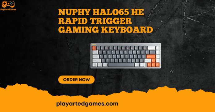 NuPhy Halo65 HE Rapid Trigger Gaming Keyboard with RGB lighting and magnetic switches in grey