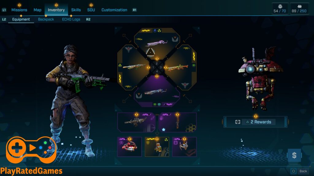 The inventory screen in Borderlands 4 review