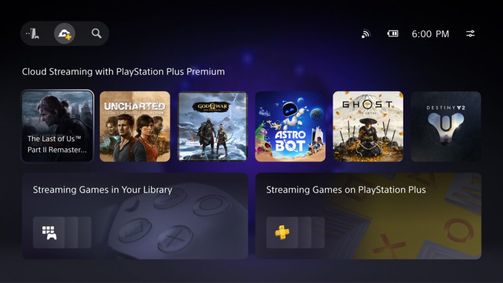 PlayStation Portal Cloud Streaming Home Screen UI